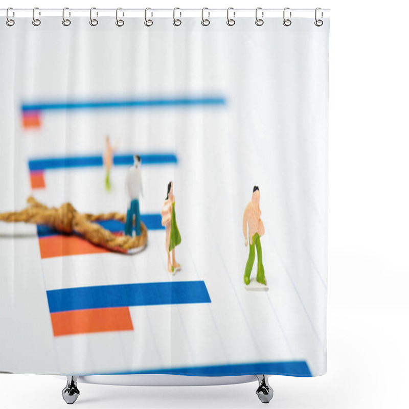 Personality  Selective Focus Of People Figures With Noose On Graphs On White Surface, Concept Of Equality Shower Curtains