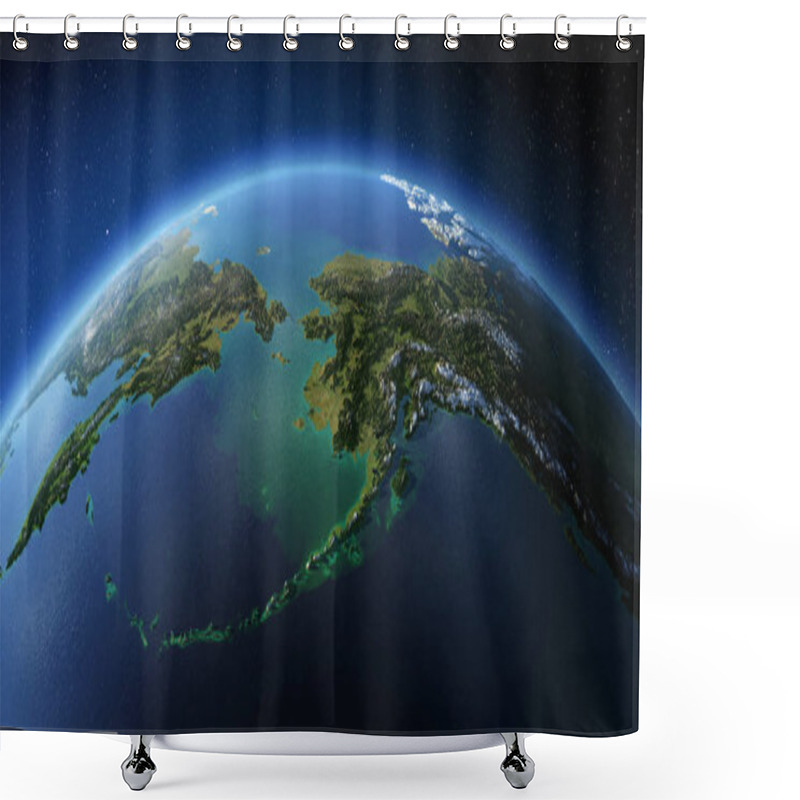 Personality  Highly Detailed Earth. Chukotka, Alaska And The Bering Strait Shower Curtains