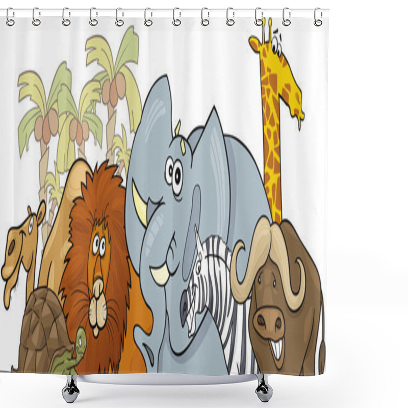 Personality  Cartoon African Safari Wild Animals Design Shower Curtains