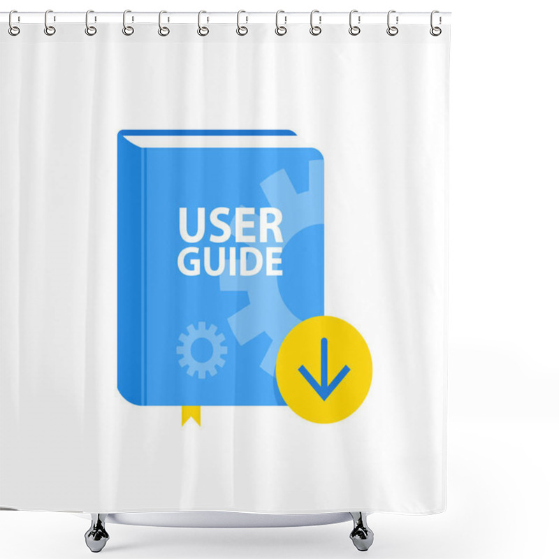 Personality  User Guide Book Download Icon. Flat Vector Illustration Shower Curtains