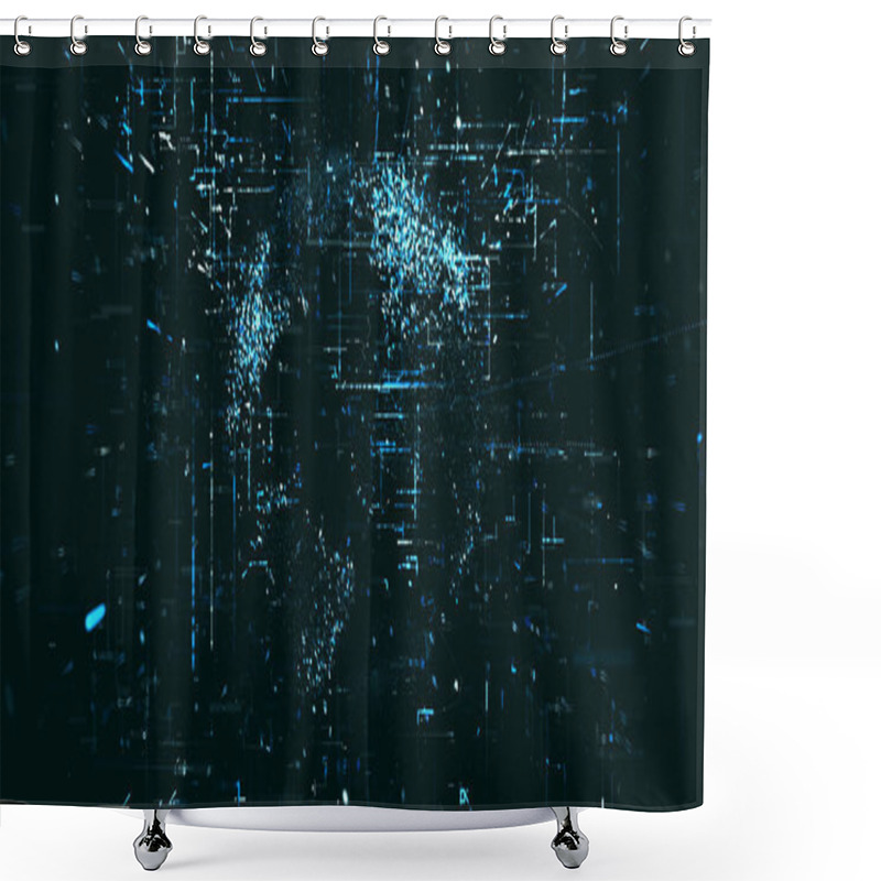 Personality  Abstract Digital Network Data Background, 3D Rendering Shower Curtains