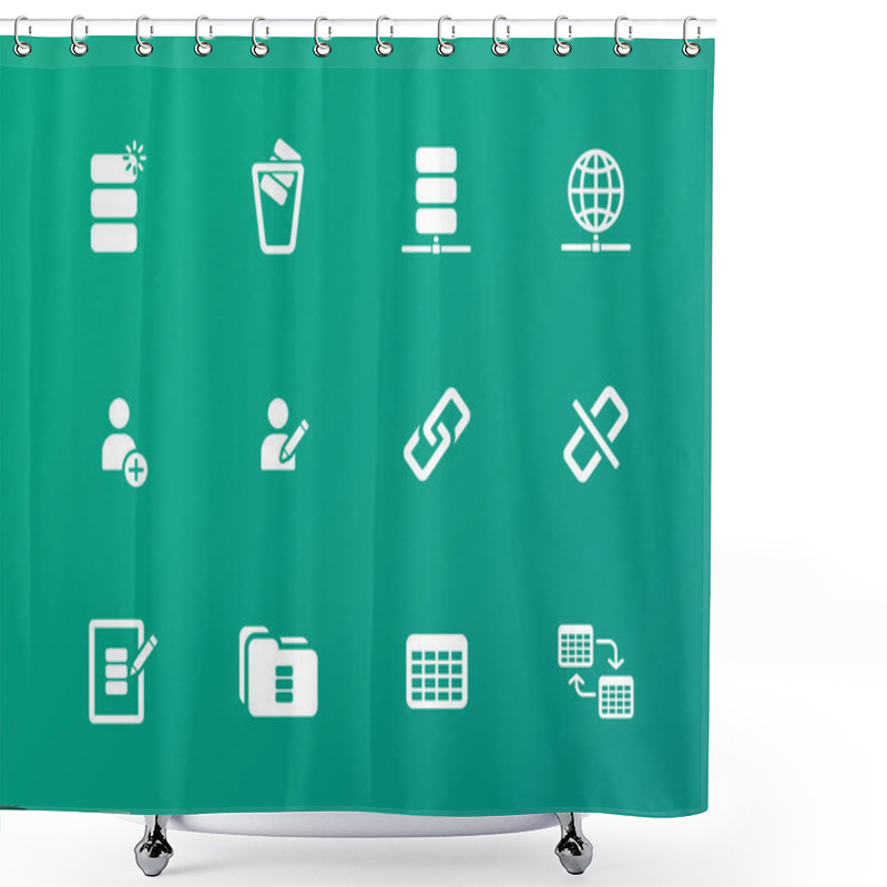 Personality  Database Icons On Green Background. Shower Curtains