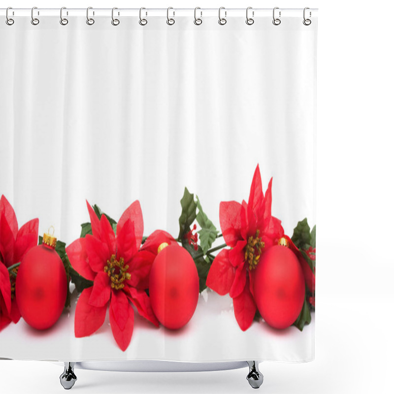 Personality  Poinsettia Border Shower Curtains