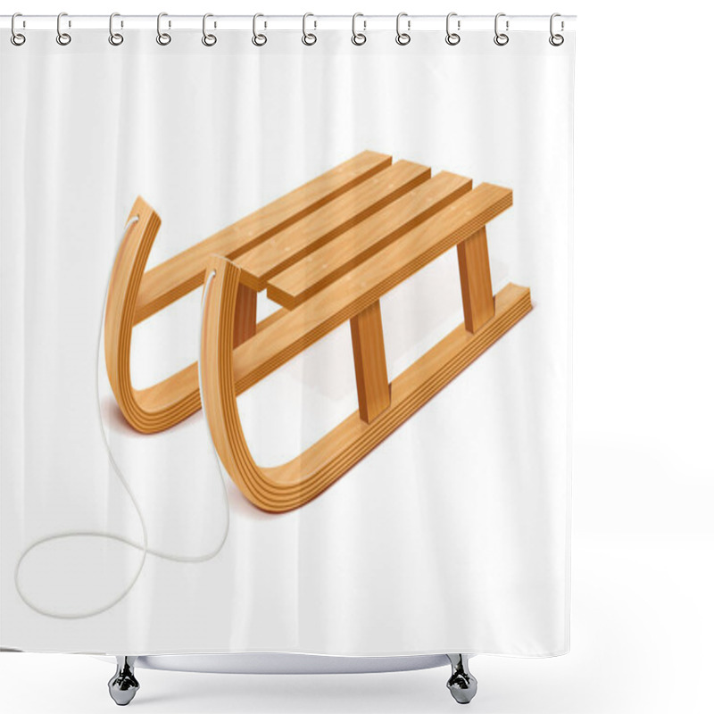 Personality  Wooden Sleigh. Transport For Snow Ride. Vector Illustration. Shower Curtains