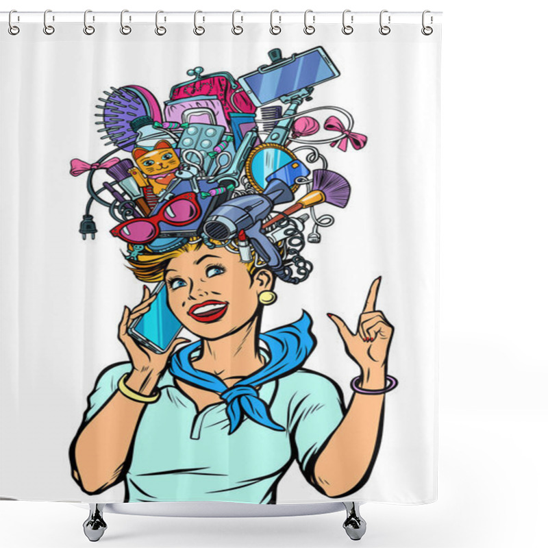 Personality  Stewardess Woman Dreams About Gadgets Shower Curtains