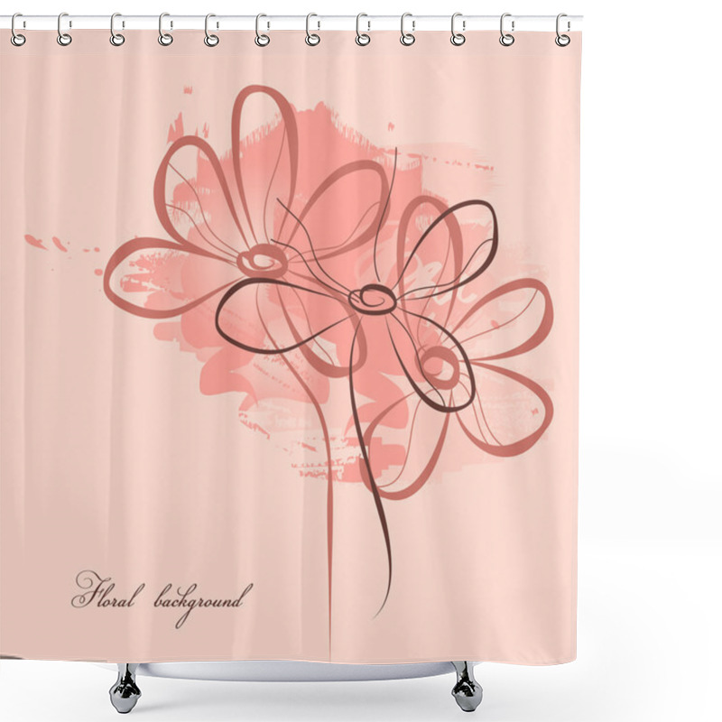 Personality  Pink Floral Painting Shower Curtains