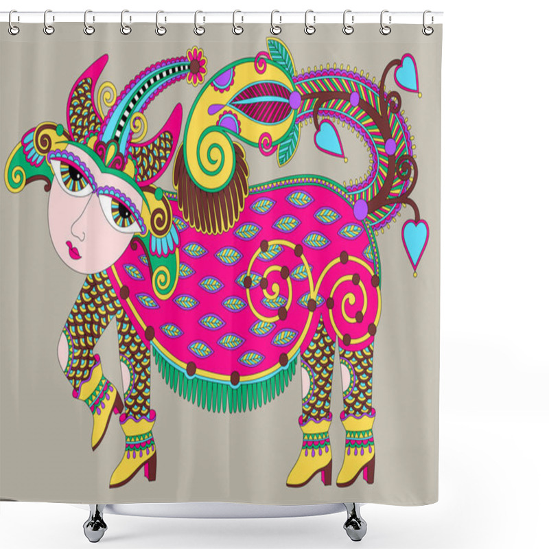 Personality  Ukrainian Tribal Art In Karakoko Style, Ethnic Animal Shower Curtains