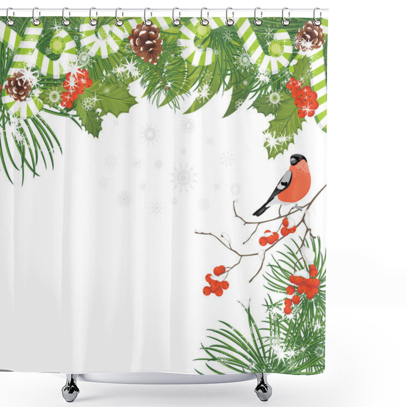 Personality  Christmas Tree With Tinsel, Candy Canes And Rowan Branches. Greeting Card Shower Curtains