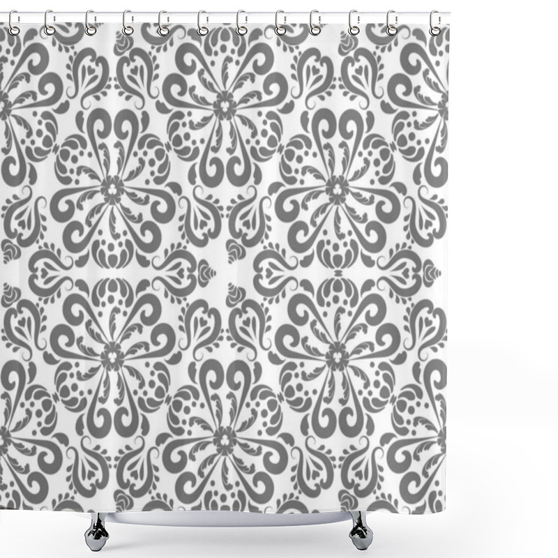 Personality  Gray Oriental Ornament Seamless Pattern. Shower Curtains