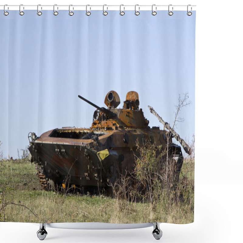 Personality  Burned Infantry Fighting Vehicle Near The Saur-Grave Shower Curtains