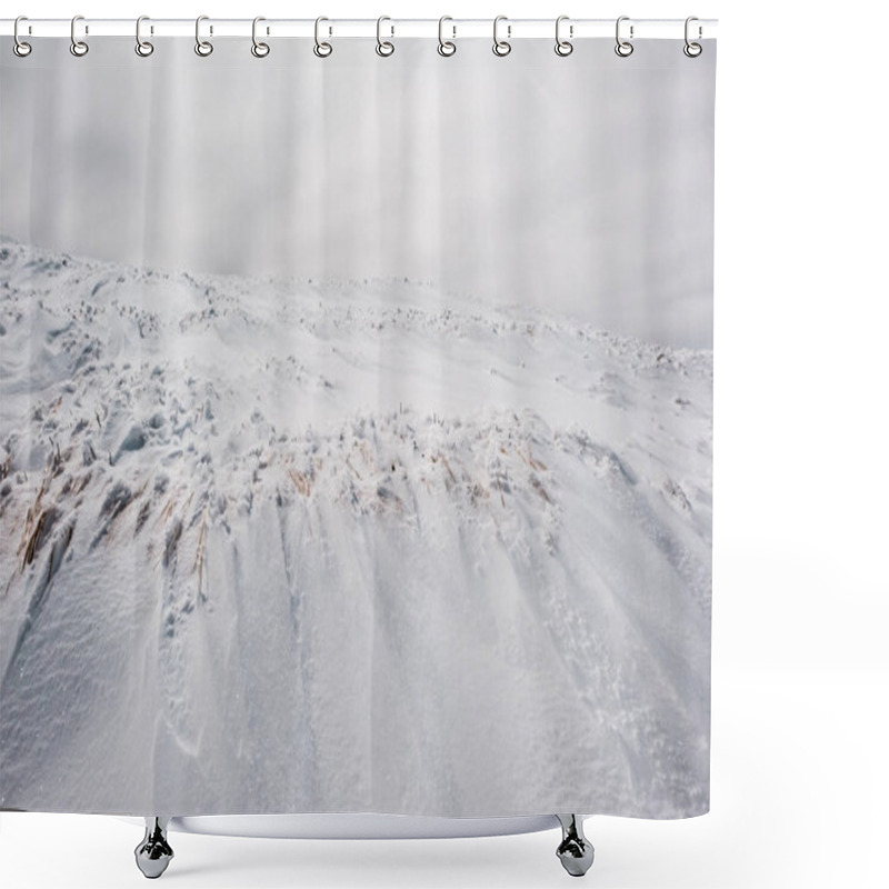 Personality  Scenic View Of Mountain Covered With White Snow  Shower Curtains