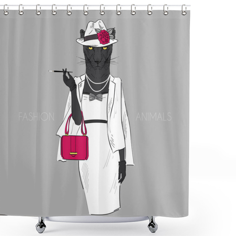 Personality  Dressed Up Black Panther Girl Shower Curtains