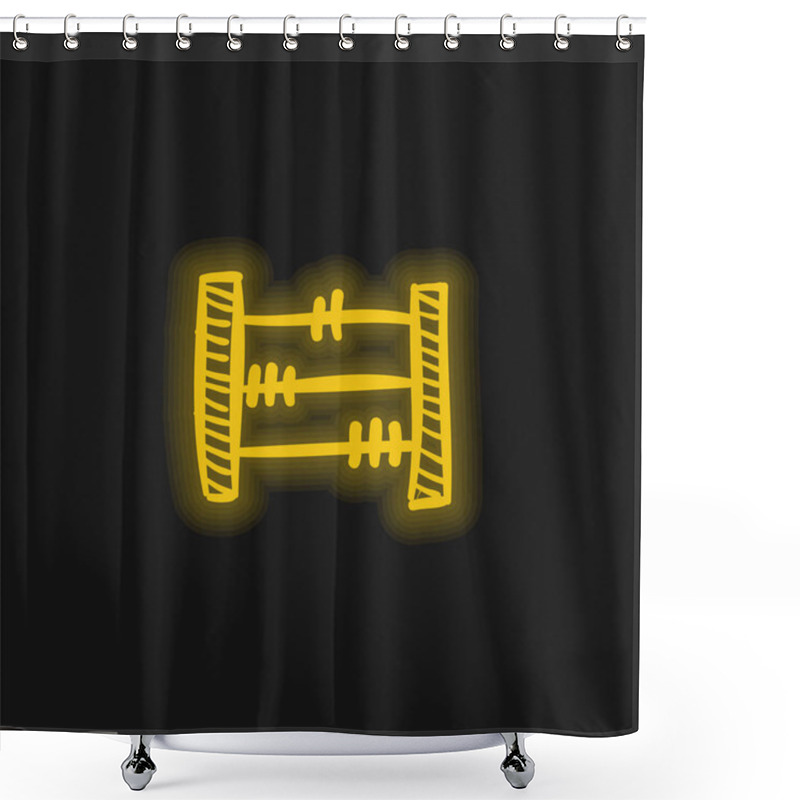 Personality  Abacus Hand Drawn Educational Toy Yellow Glowing Neon Icon Shower Curtains