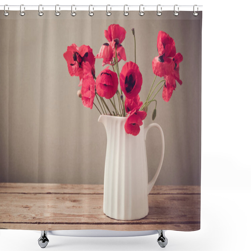 Personality  Poppy Flowers Bouquet In Jug Shower Curtains