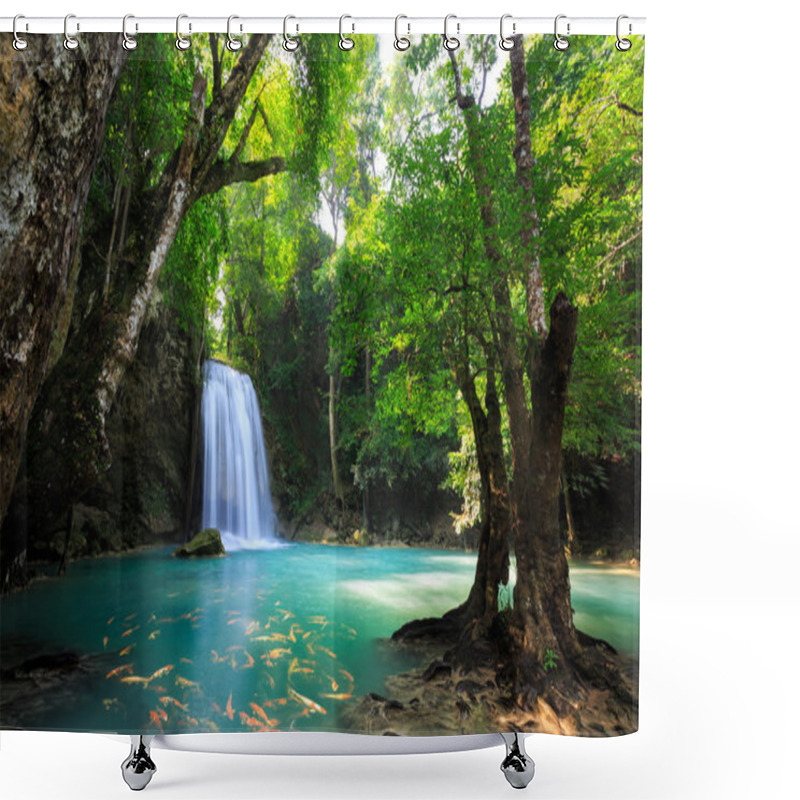 Personality  Deep Forest Waterfall In Kanchanaburi, Thailand Shower Curtains