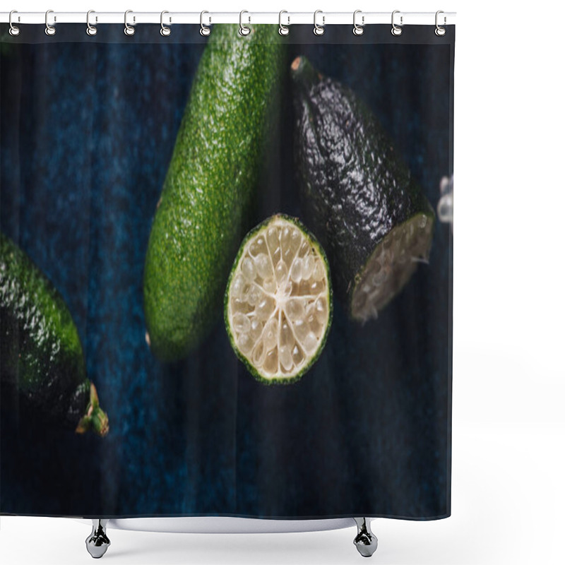 Personality  Bunch Of Fresh Tasty Finger Limes Fruits On A Table Shower Curtains