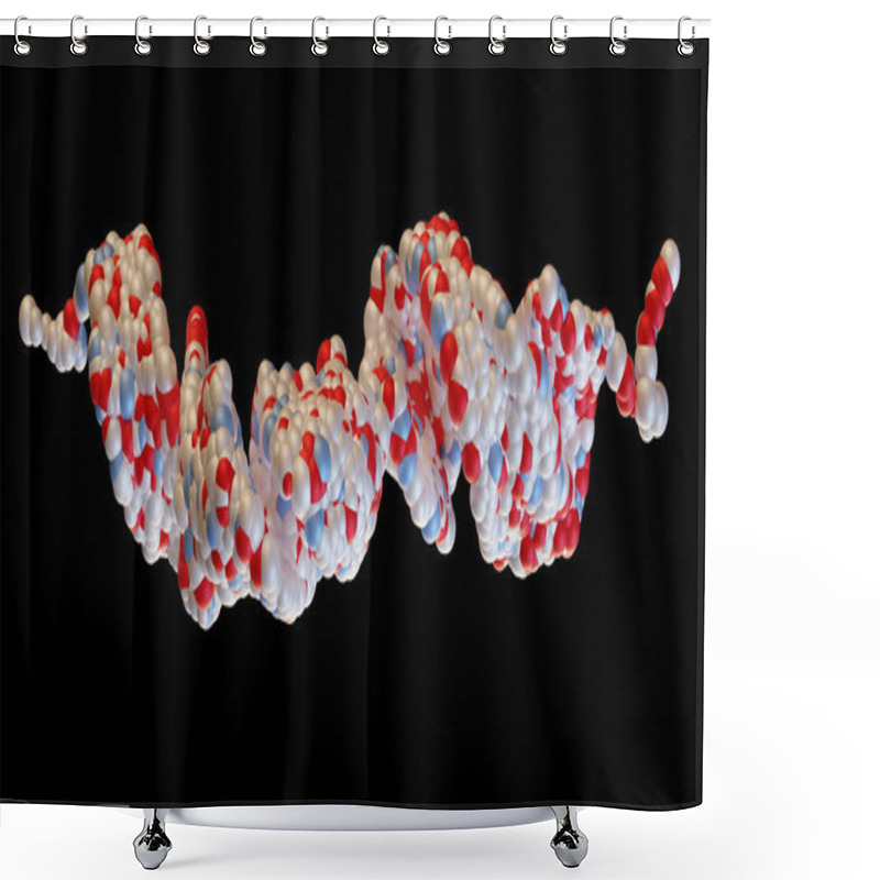 Personality  3D Rendering Of Glucagon-like Peptide 1 (GLP1, 7-36) Molecule, A Potent Antihyperglycemic Hormone. A Neuropeptide And An Incretin, Treatment Of Diabetes, Molecular Surface. 3d Illustration Shower Curtains