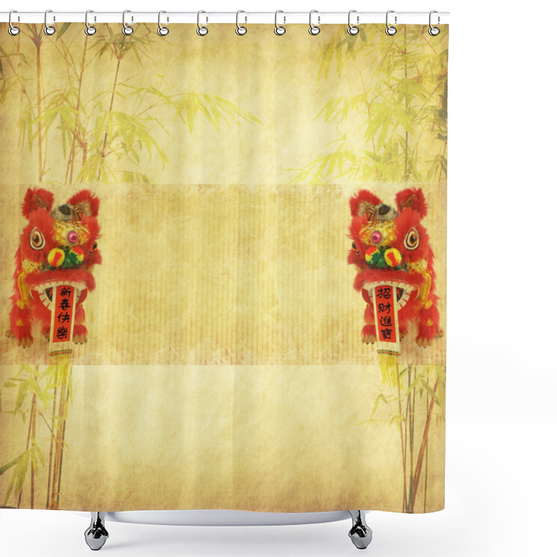 Personality  Design Of Chinese Bamboo Trees With Texture Of Handmade Paper Shower Curtains