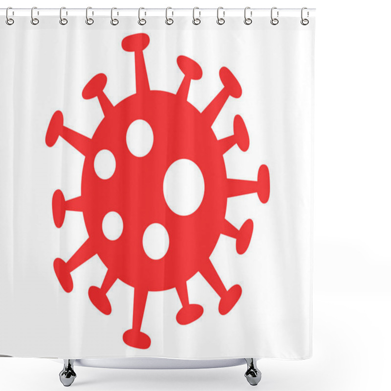 Personality  Red Virus Bacteria On White Background Shower Curtains