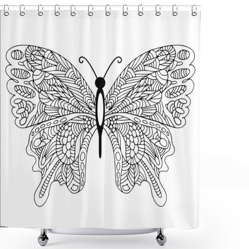 Personality  Hand Drawn Doodle Butterfly  Shower Curtains