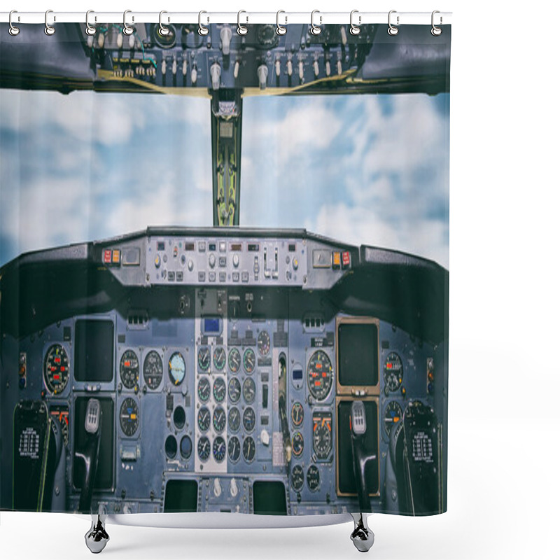 Personality  Aircraft Dashboard. View Inside The Pilot's Cabin. Shower Curtains