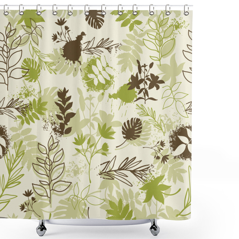 Personality  Seamless Background With Leaves And Branches Shower Curtains