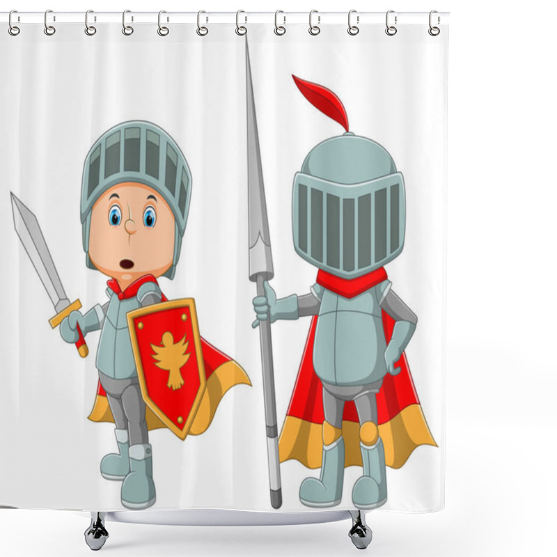 Personality  The Collection Of The Royal Guard Are Using The Armor And Holding The Sword Of The Illustration Shower Curtains