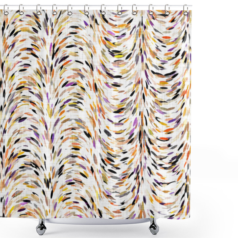 Personality  Watercolor Painted Brushed Dotted Background. Hand Painted Whimsical Impressionist Carnival Seamless Pattern. Decorative Wavy Wash Dye All Over Print. Shower Curtains