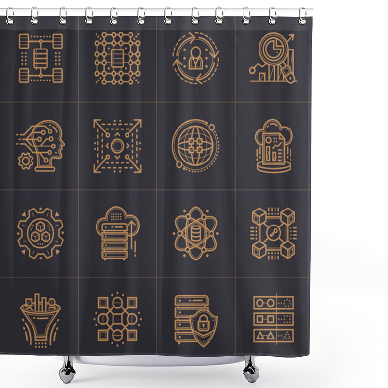 Personality  Linear Icon Set Of Data Science Technology And Machine Learning  Shower Curtains