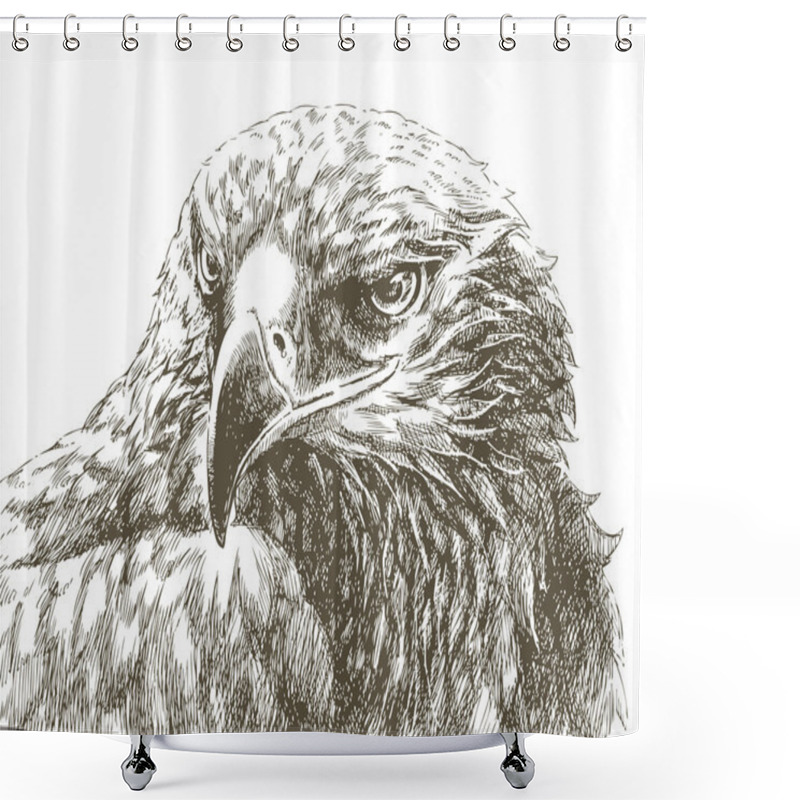 Personality  Eagle Head Isolated Line Art Shower Curtains