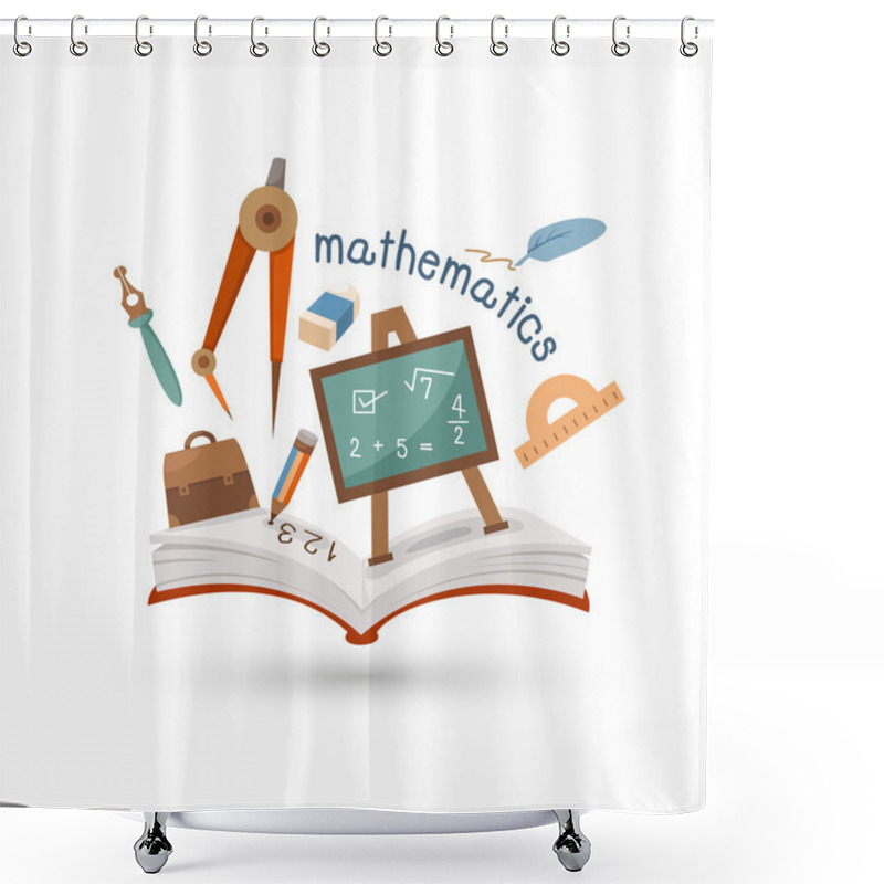 Personality  Open Book And Icons Of Mathematics Shower Curtains