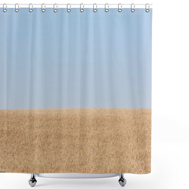 Personality  Golden Wheat Field Against Blue And Clear Sky Shower Curtains