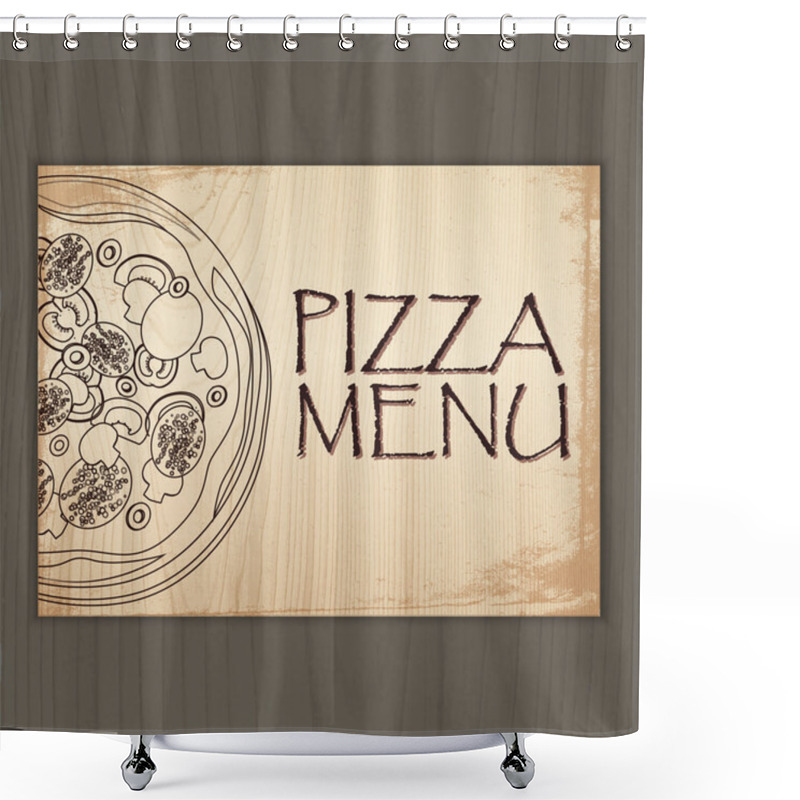 Personality  Design Menu With Pizza. Vector Illustration Shower Curtains