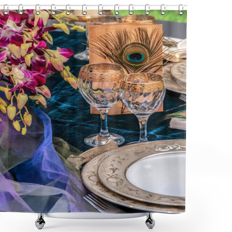 Personality  Romantic Arrangement At One Festive Table Shower Curtains