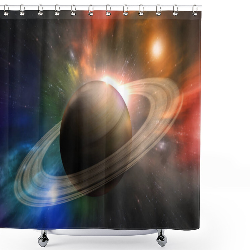 Personality  Planet Saturn Galaxy Shower Curtains