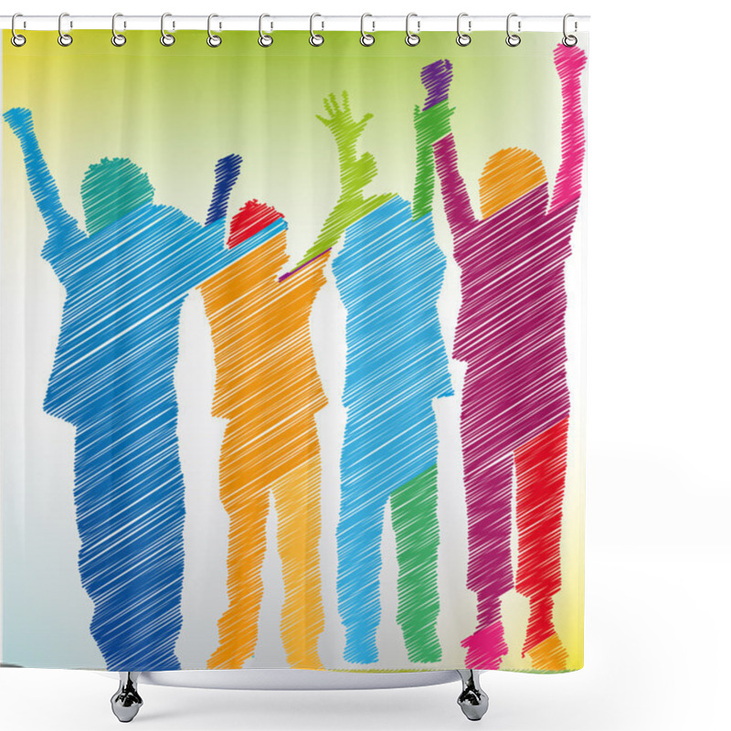 Personality  Sketch Of Little Kids. Vector Illustration Shower Curtains