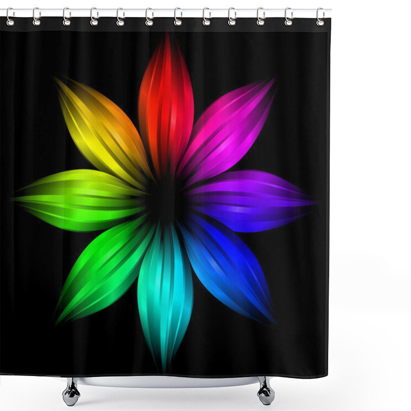 Personality  Abstract Futuristic Rainbow Flower Shower Curtains