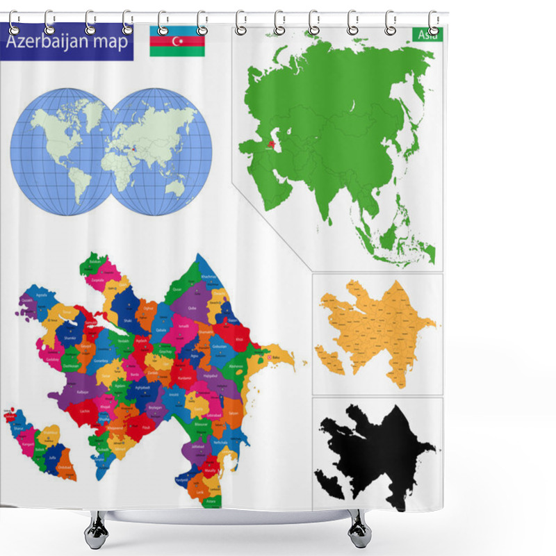 Personality  Azerbaijan Map Shower Curtains