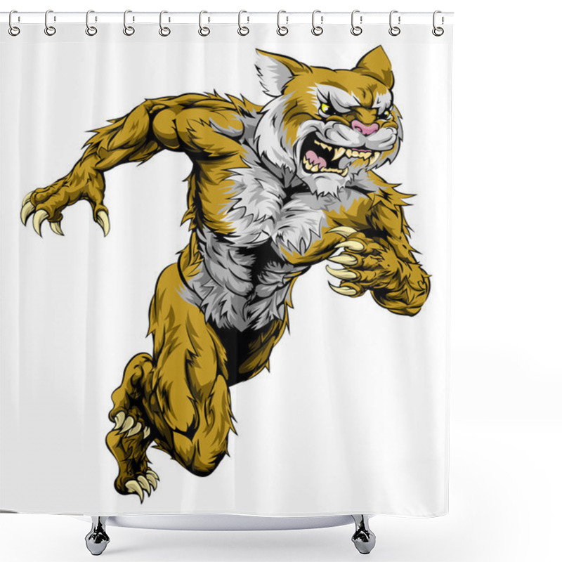 Personality  Wildcat Sports Mascot Running Shower Curtains