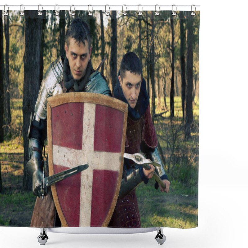 Personality  Two Knights In The Forest Before The Battle Shower Curtains