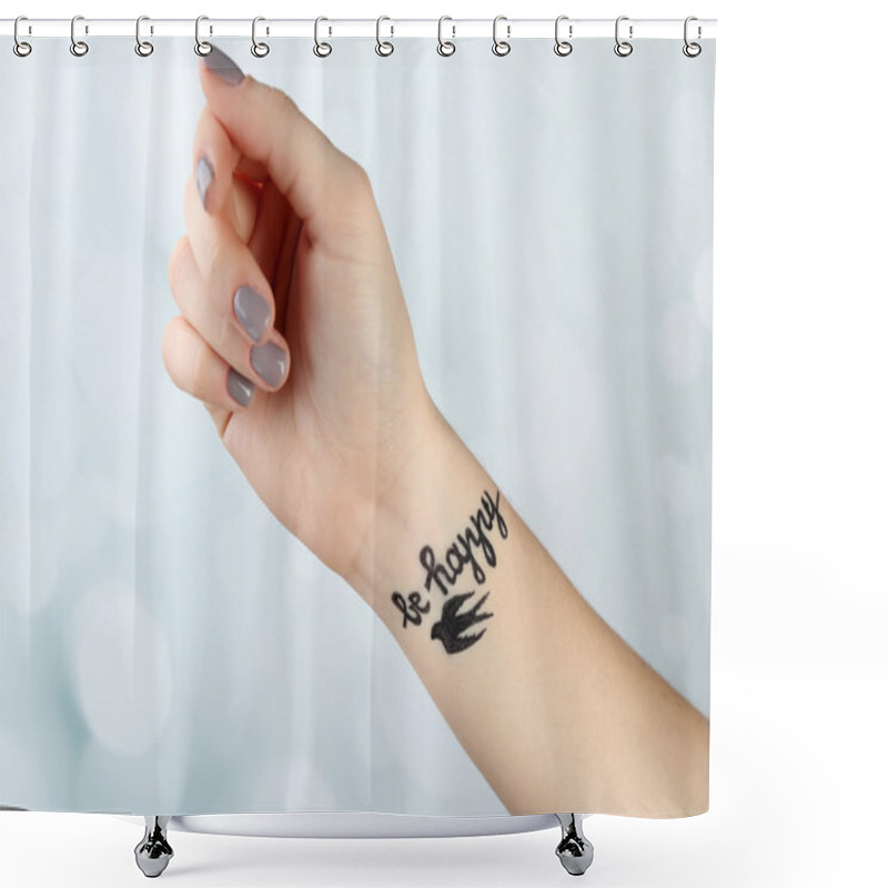 Personality  Female Arm With Tattoo Shower Curtains