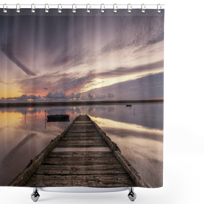 Personality  Sundown At The Jetty Shower Curtains