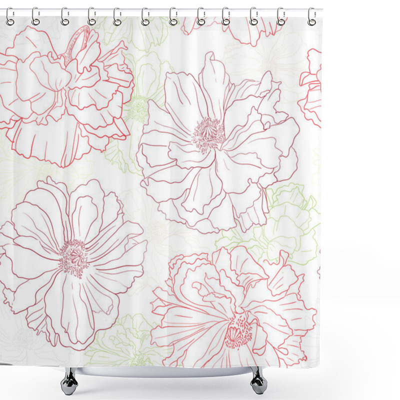 Personality  Floral Wallpaper With Poppy Flowers Shower Curtains