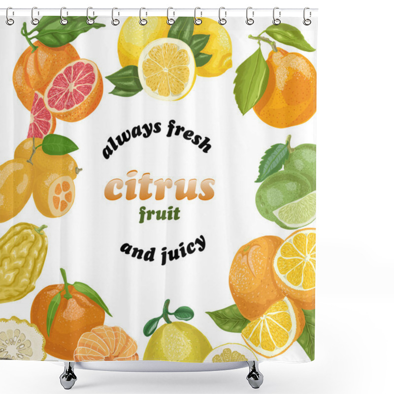 Personality  Vector Background With Citrus Fruits  Shower Curtains