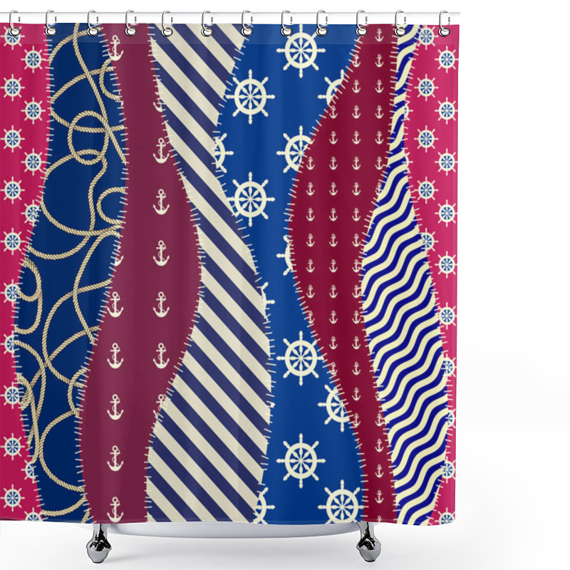 Personality  Nautical Patchwork Pattern Shower Curtains