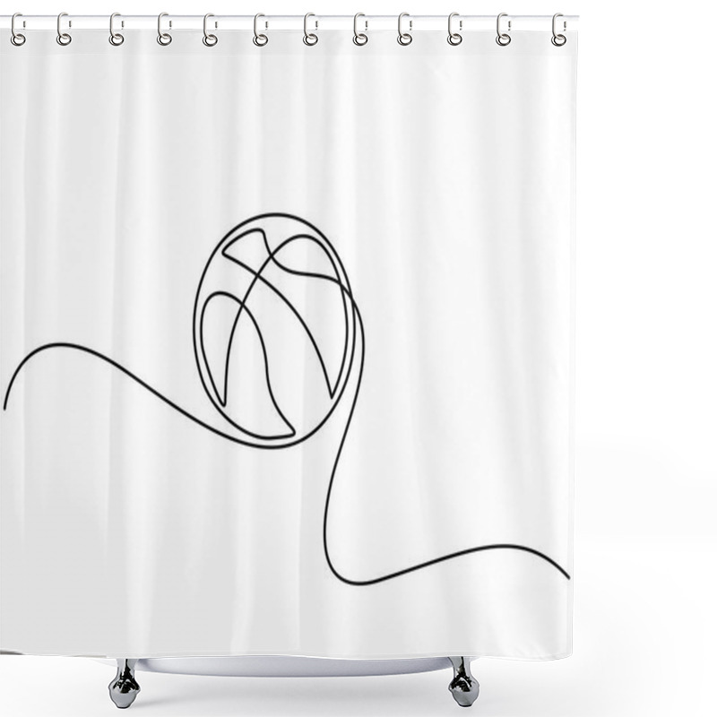 Personality  Continuous One Line Drawing Basketball Icon Vector Shower Curtains