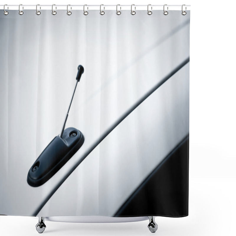 Personality  Telescopic Antenna On The Roof Of White Car Shower Curtains