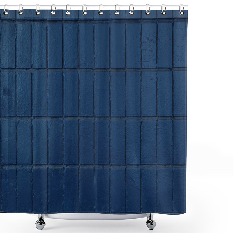 Personality  Dark Blue Wall With Old Bricks, Full Frame Background    Shower Curtains