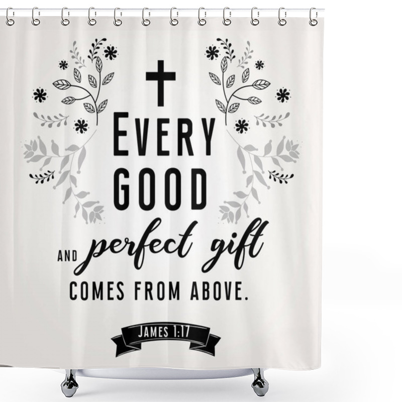 Personality  Bible Quote Verbs In Floral Wreath Design Shower Curtains