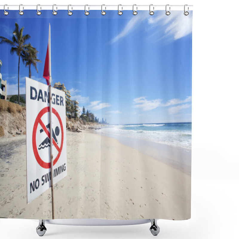 Personality  Danger No Swimming Shower Curtains